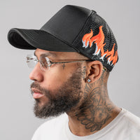 Load image into Gallery viewer, Flame Embroidery Trucker Hat
