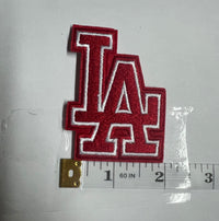 Load image into Gallery viewer, Red LA Iron-on Embroidery logo
