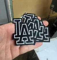 Load image into Gallery viewer, Black LA Iron-on Embroidery logo

