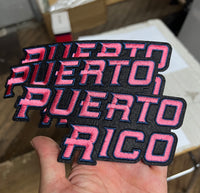 Load image into Gallery viewer, Puerto Rico Pink Iron-on Embroidery logo

