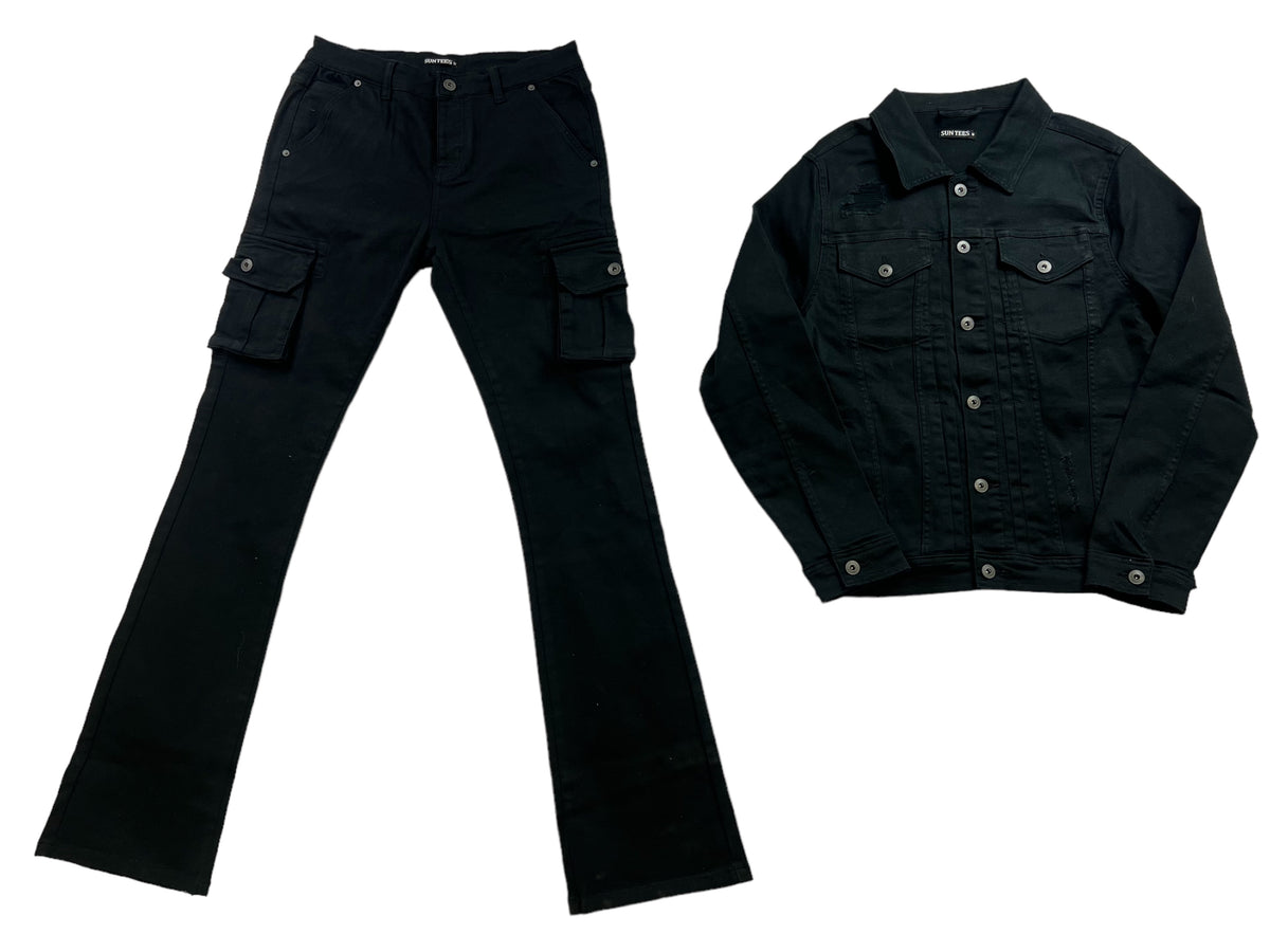 Jean Twill Jacket And Matching Flare Pant Set