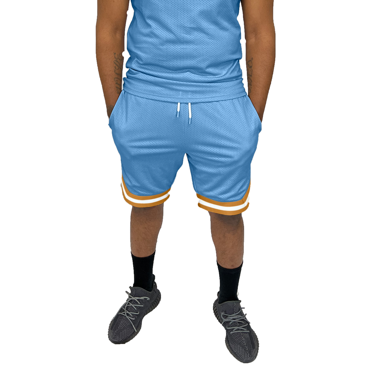 Basketball Shorts - Sky Blue/ Yellow